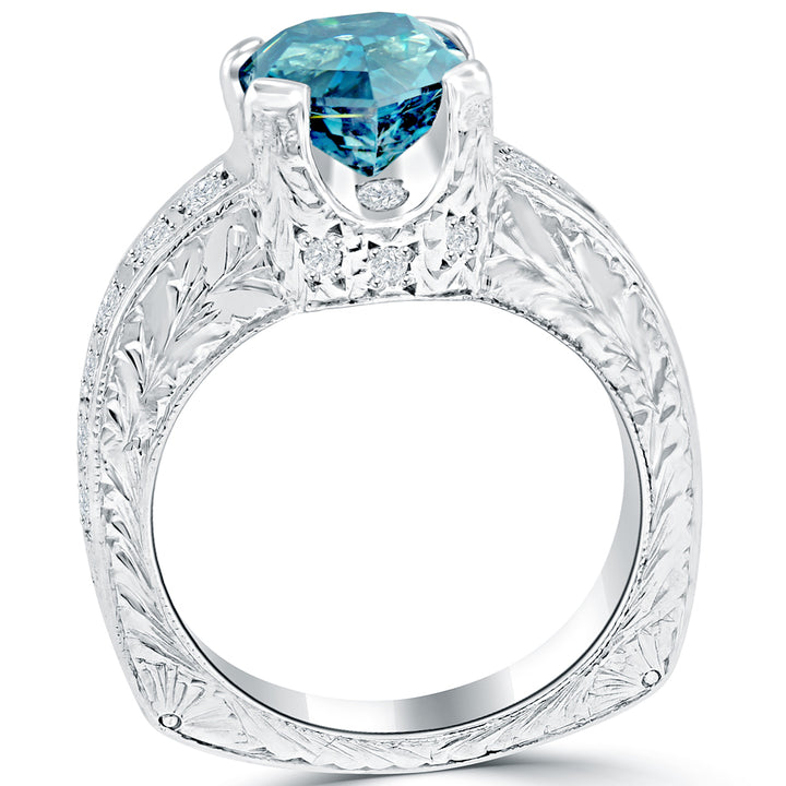 2.18ctw Extremely Rare Fancy Blue Diamond Engagement Ring set in Platinum