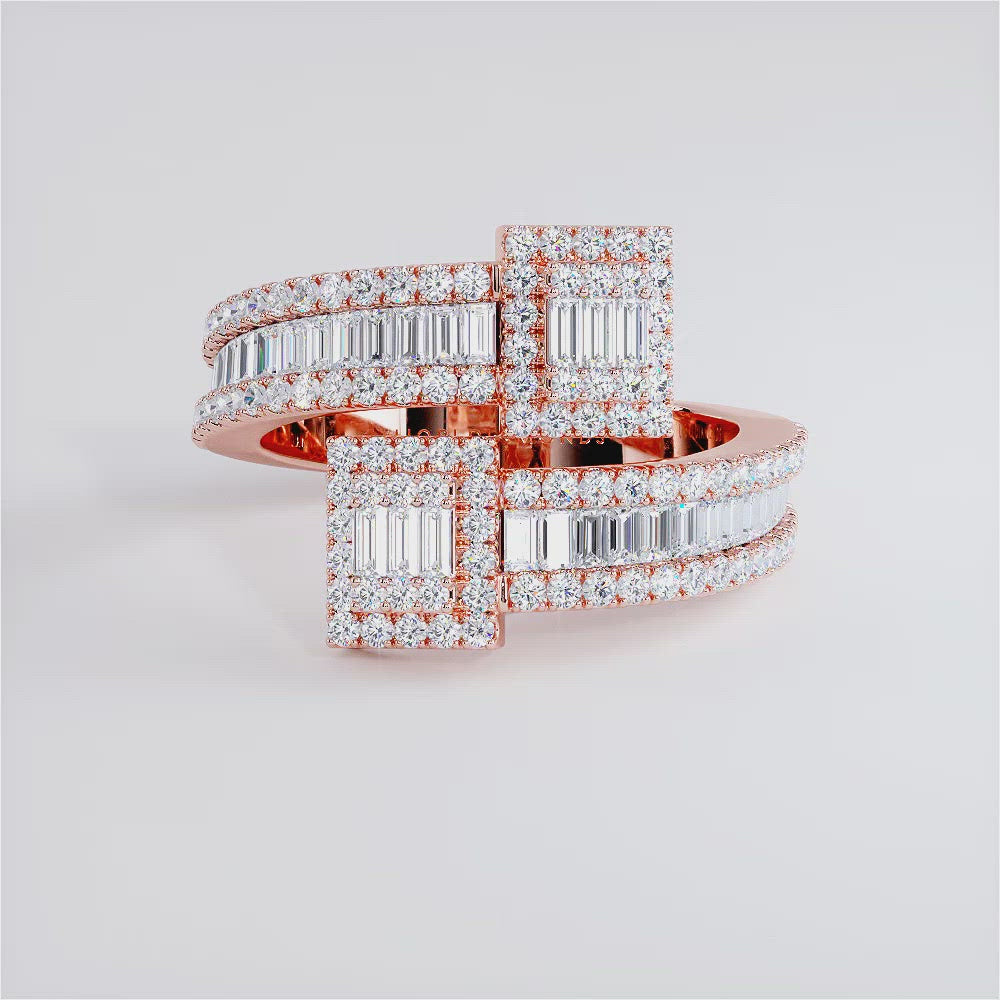 1.80ctw Natural Diamond Baguette Ring Set In 10k Rose Gold