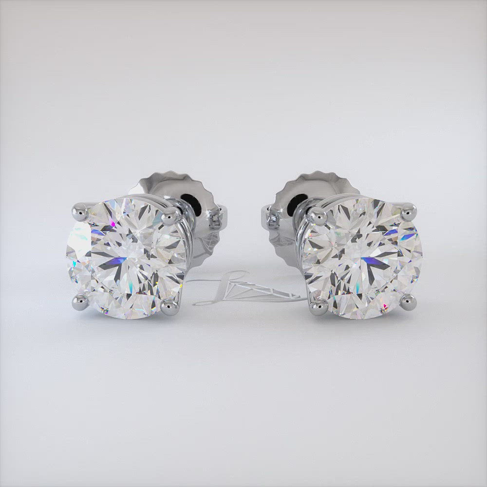 4.00ctw Round Brilliant Diamond Studs Earrings Basket Set in 14k White Gold