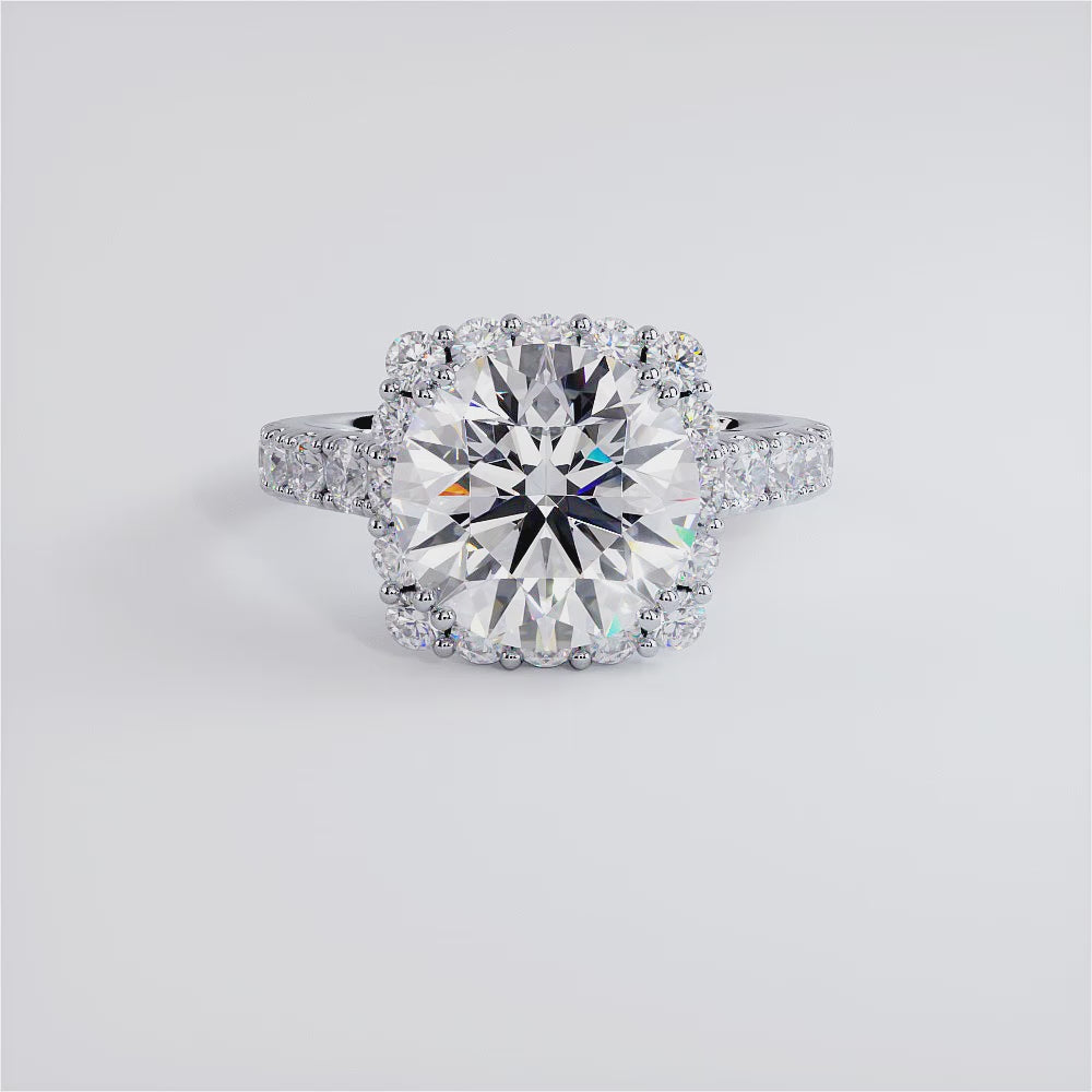 4 Carat Round Brilliant Micro Prong Set Halo