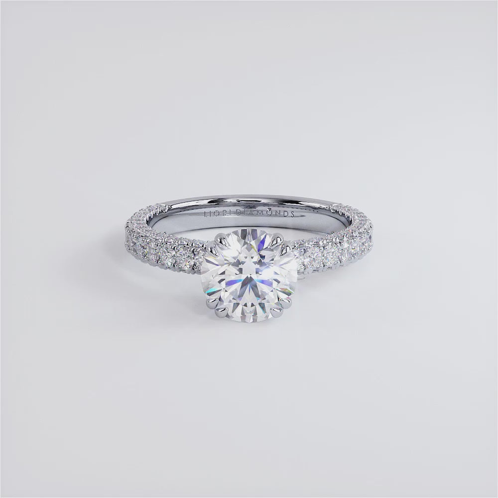 2.40ctw GIA Certified Round Brilliant 3D Micropavé Shank Lab Grown Diamond Engagement Ring set in 18k White Gold