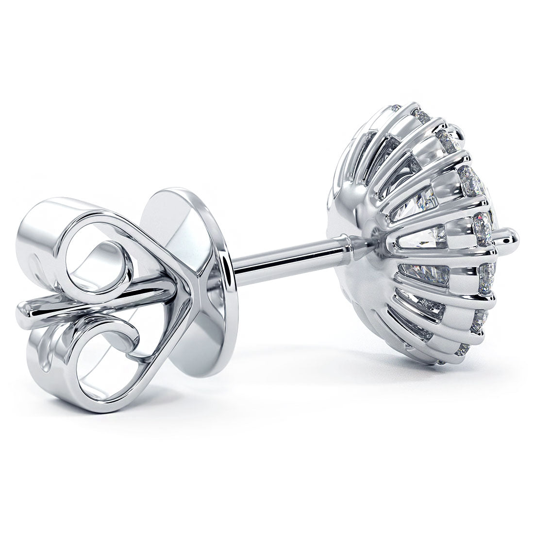 1.80 Carat G-SI Pave Halo Diamond Studs Earrings 18k White Gold