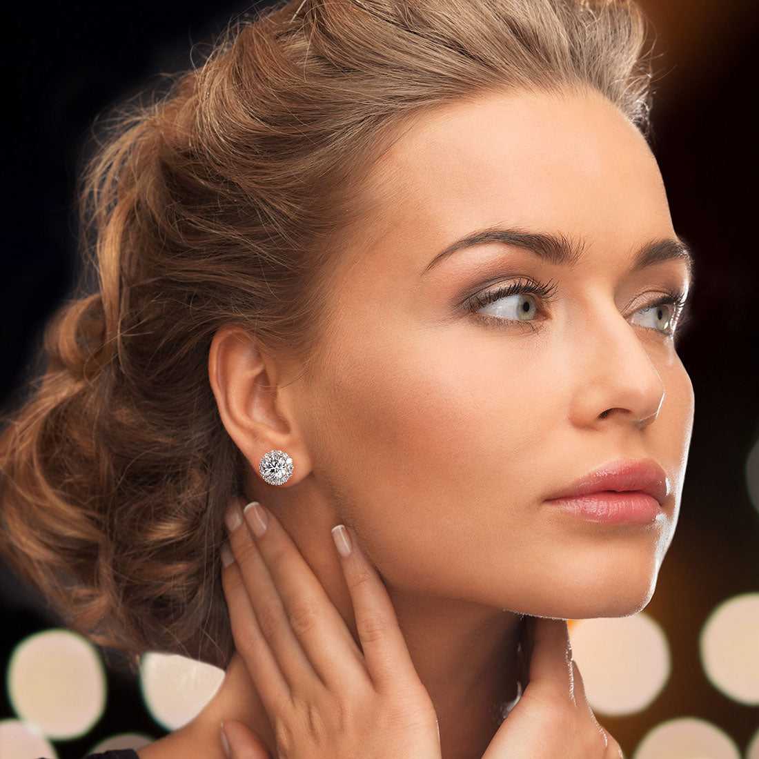 6.35 Carat G-SI Pave Halo Diamond Studs Earrings 18k White Gold