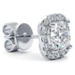 3.50 Carat G-SI Cushion Cut Pave Halo Diamond Studs Earrings 18k White Gold