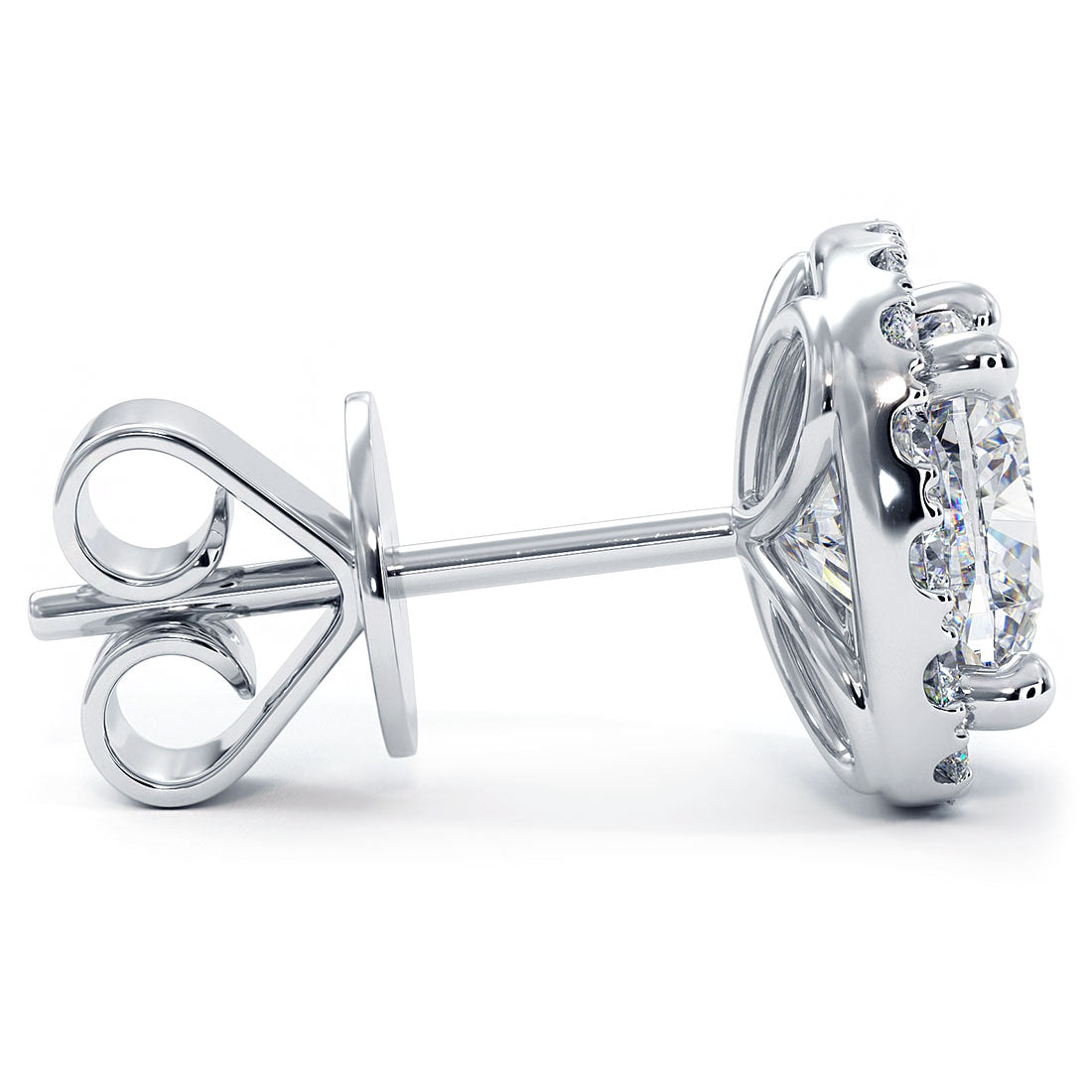3.50 Carat G-SI Cushion Cut Pave Halo Diamond Studs Earrings 18k White Gold