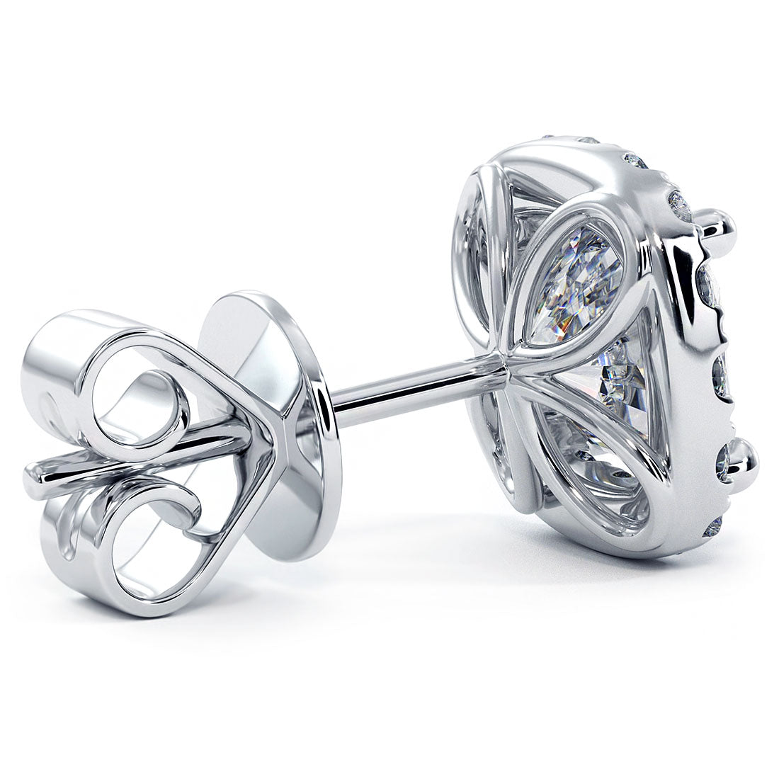 3.50 Carat G-SI Cushion Cut Pave Halo Diamond Studs Earrings 18k White Gold