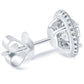 2.67 Carat H-SI2 Pave Halo Diamond Studs Earrings 18k White Gold