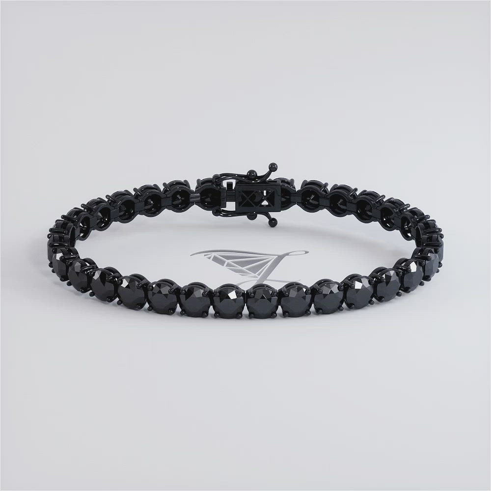 17.00ctw Round Brilliant Black Diamond Tennis Bracelet set in 14k Black Gold