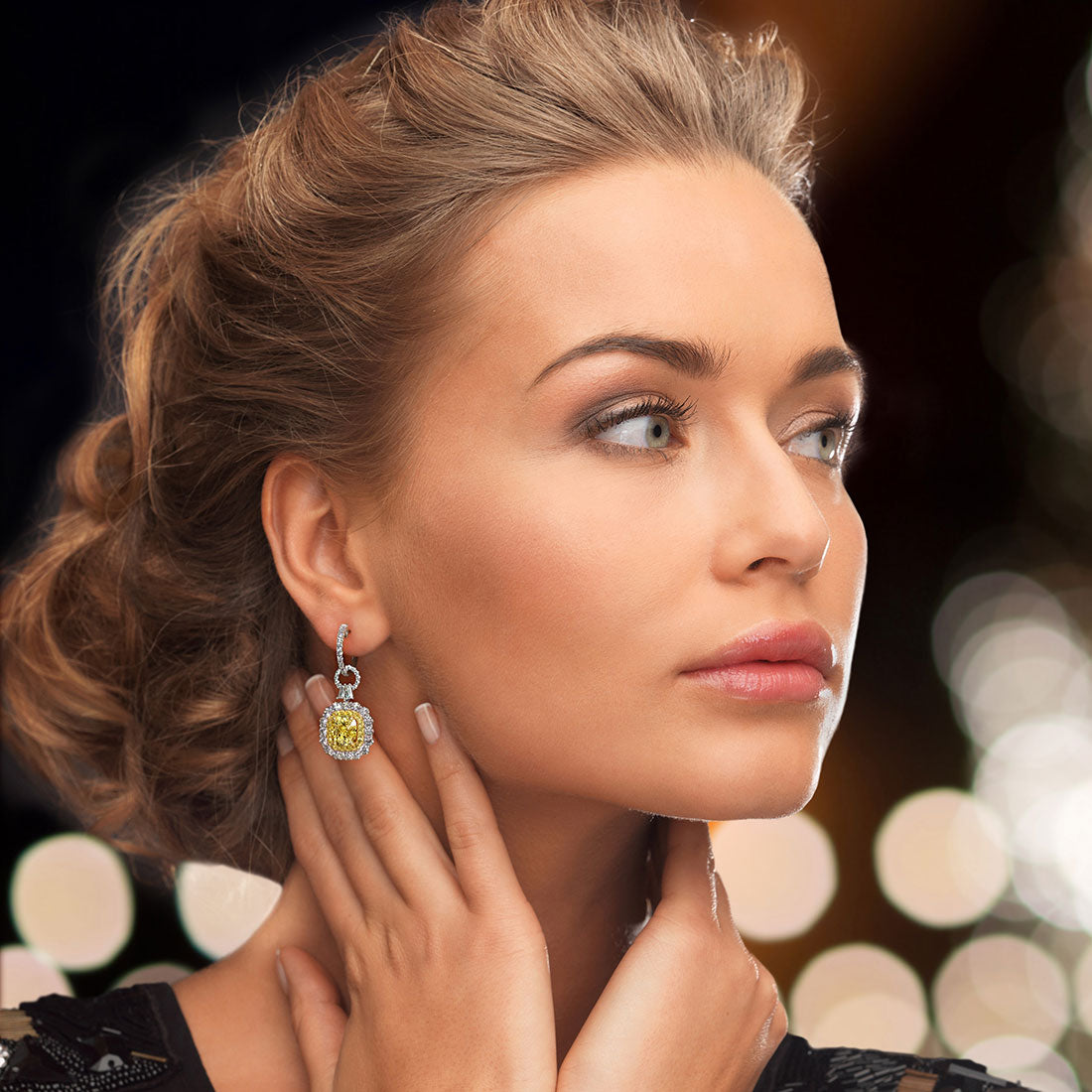 7.77 Carat Natural Fancy Yellow Cushion Cut Diamond Hanging Drop Earrings 18k