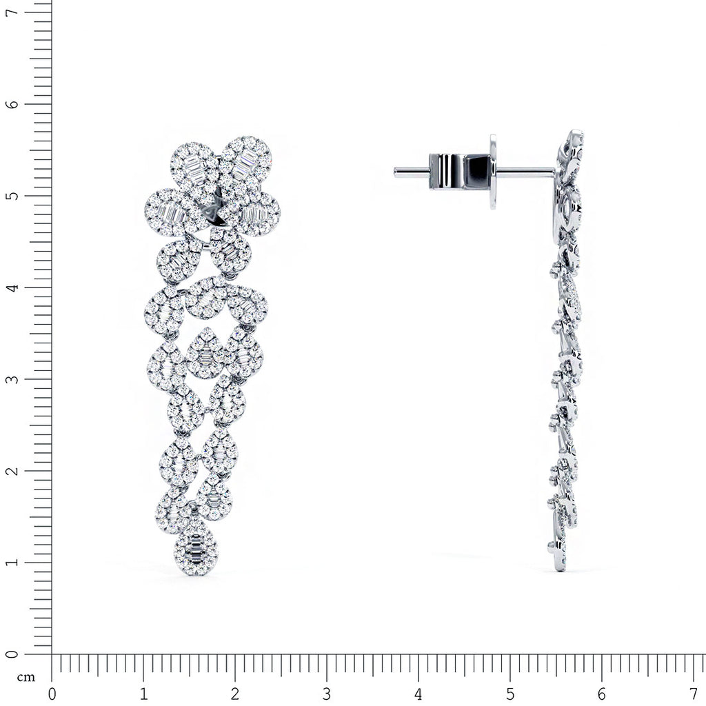 2.74 Carat F-VS Dangling Diamond Earrings set in 14k White Gold