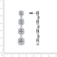 2.95 Carat F-VS Dangling Diamond Earrings set in 14k White Gold