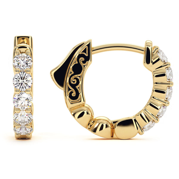 0.50ctw F-VS Ladies Huggie Hoop Earrings 14k Yellow Gold
