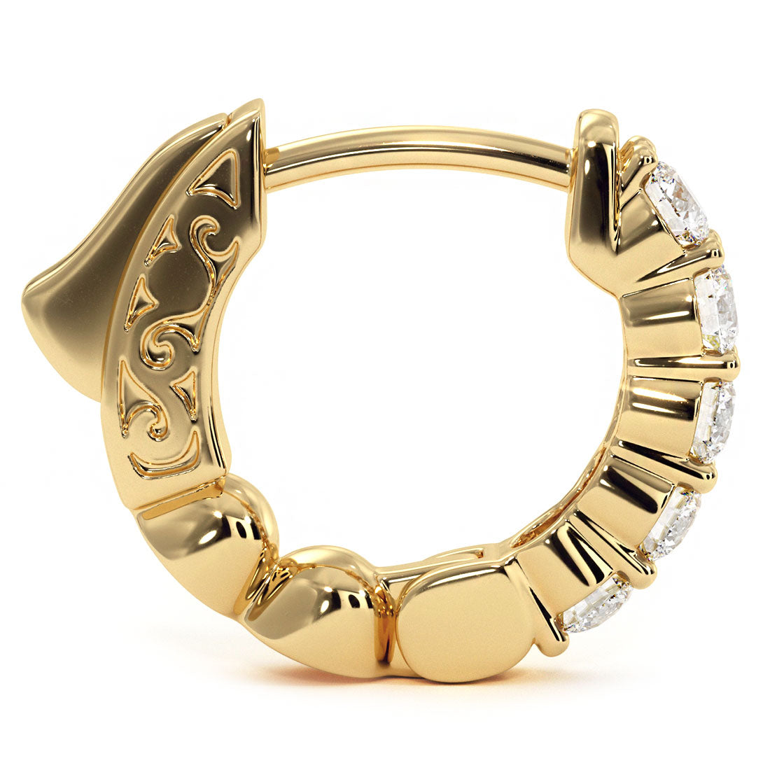 0.50ctw F-VS Ladies Huggie Hoop Earrings 14k Yellow Gold