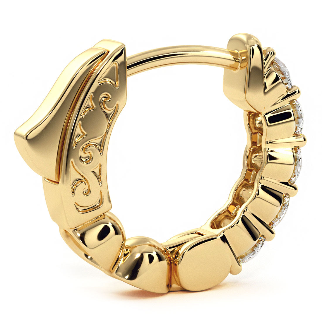 0.50ctw F-VS Ladies Huggie Hoop Earrings 14k Yellow Gold