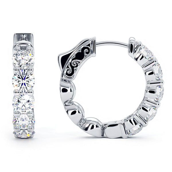 2.00ctw F-SI Ladies Huggie Hoop Earrings 14k White Gold