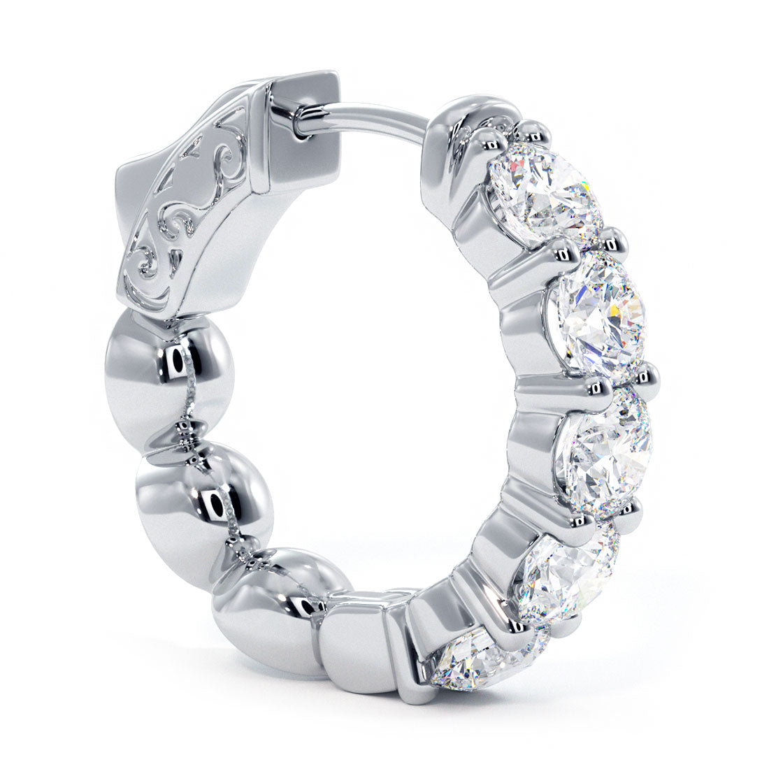 2.00ctw F-SI Ladies Huggie Hoop Earrings 14k White Gold