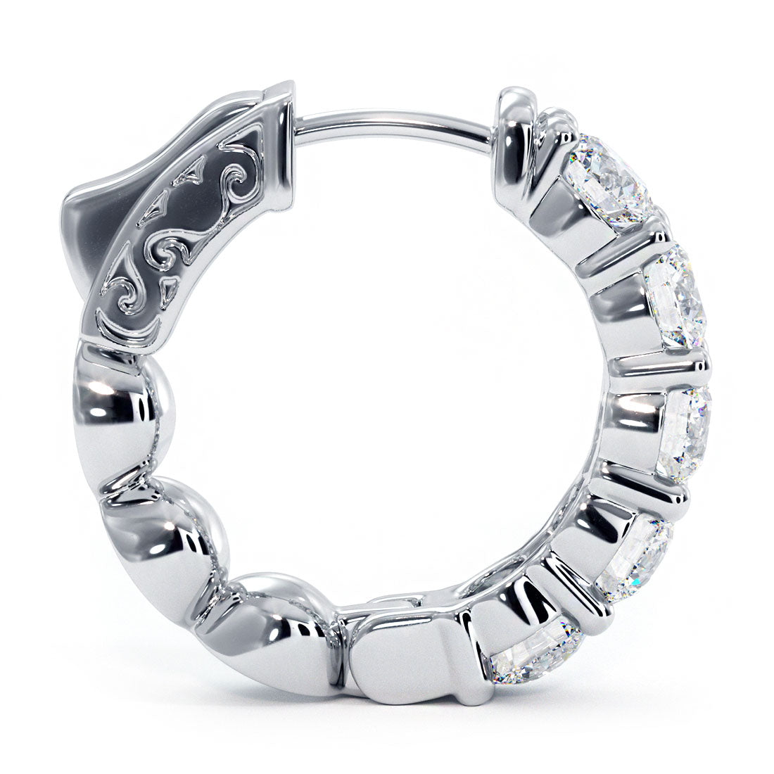 2.00ctw F-SI Ladies Huggie Hoop Earrings 14k White Gold