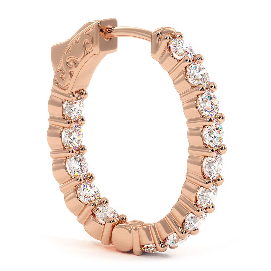 2.80ctw F-SI Ladies Huggie Hoop Earrings 14k Rose Gold