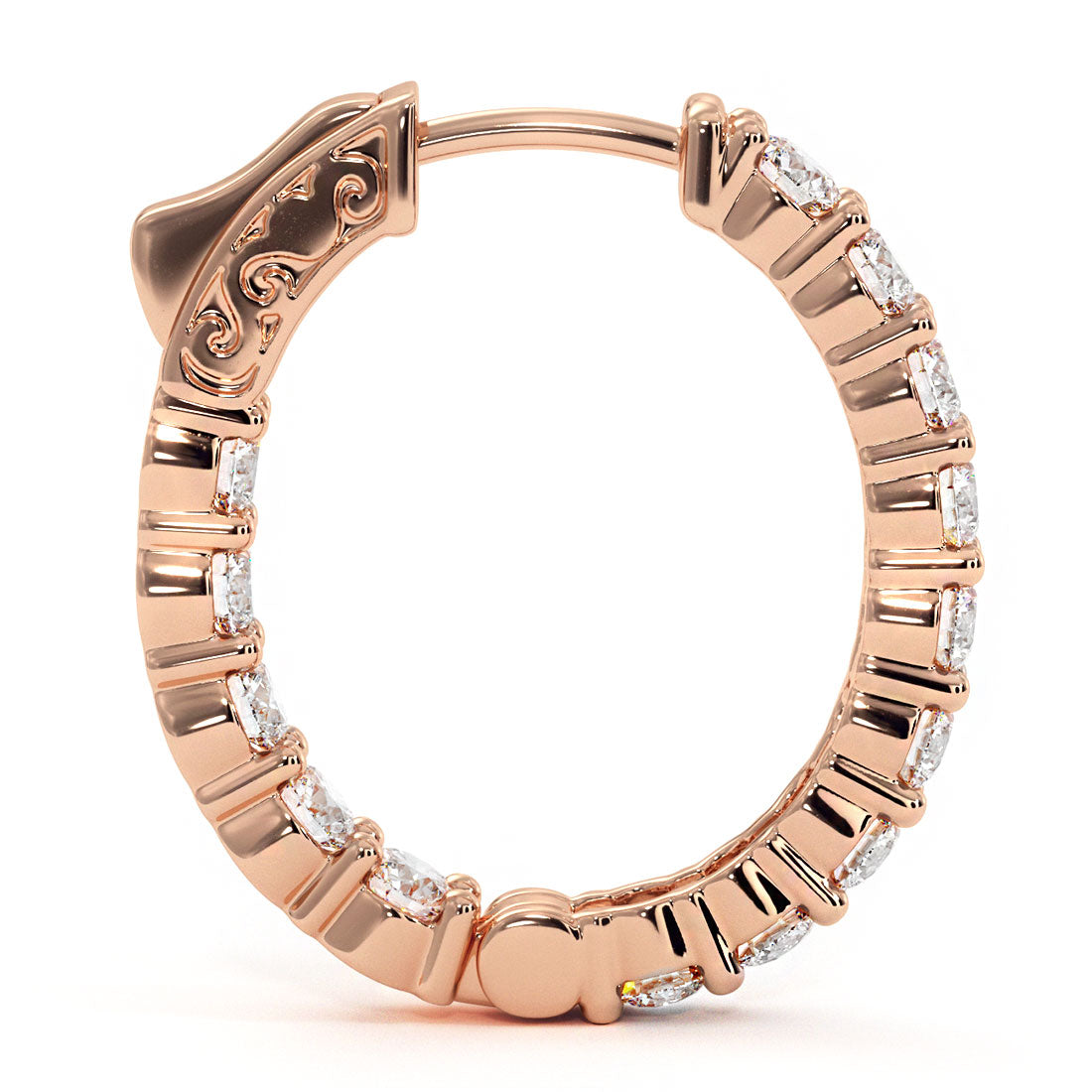 2.80ctw F-SI Ladies Huggie Hoop Earrings 14k Rose Gold