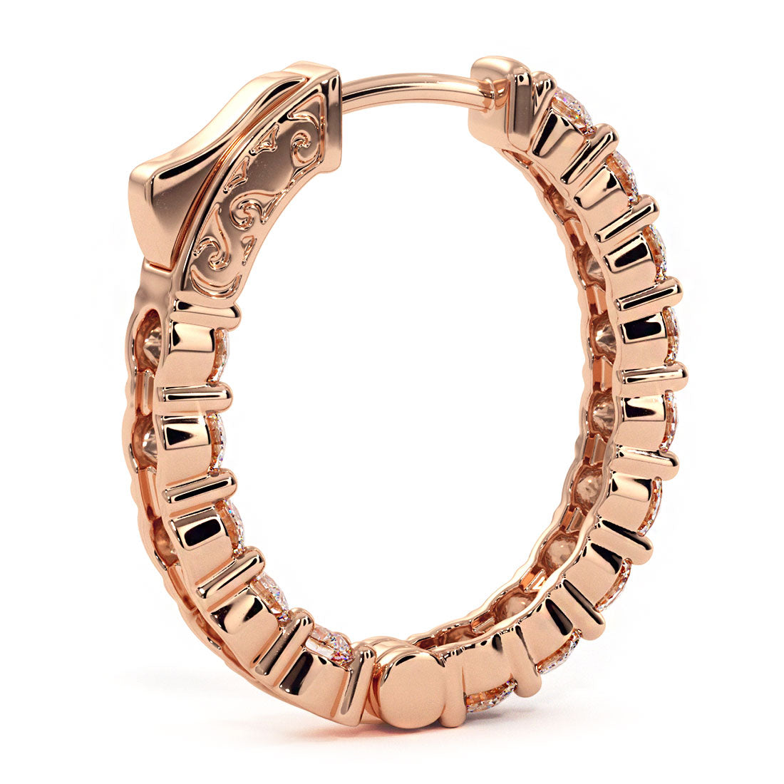 2.80ctw F-SI Ladies Huggie Hoop Earrings 14k Rose Gold