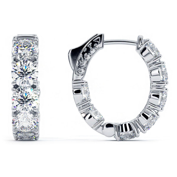 7.00ctw F-SI Ladies Huggie Hoop Earrings 14k White Gold