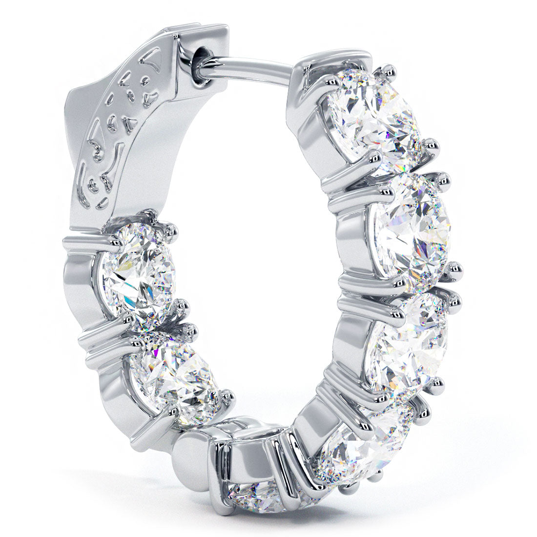 7.00ctw F-SI Ladies Huggie Hoop Earrings 14k White Gold