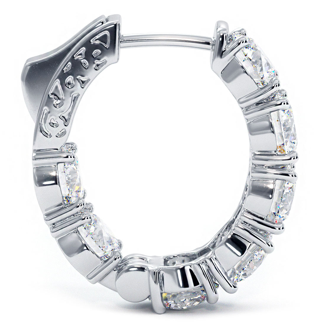 7.00ctw F-SI Ladies Huggie Hoop Earrings 14k White Gold