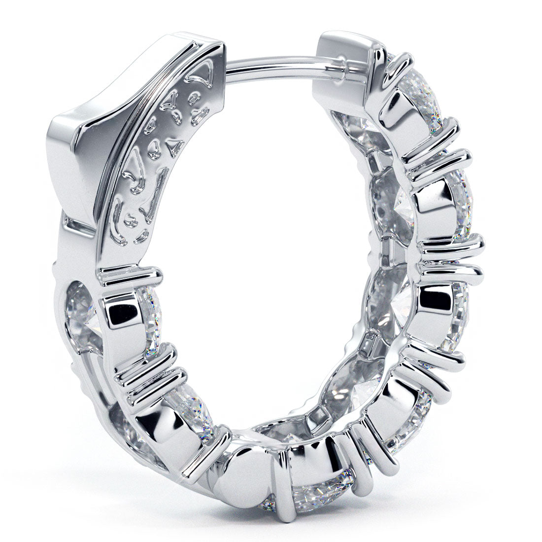 7.00ctw F-SI Ladies Huggie Hoop Earrings 14k White Gold