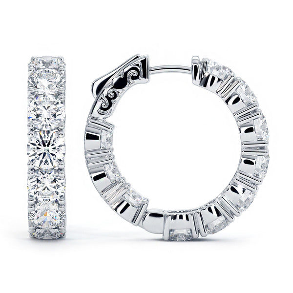 6.00ctw F-SI Ladies Huggie Hoop Earrings 14k White Gold