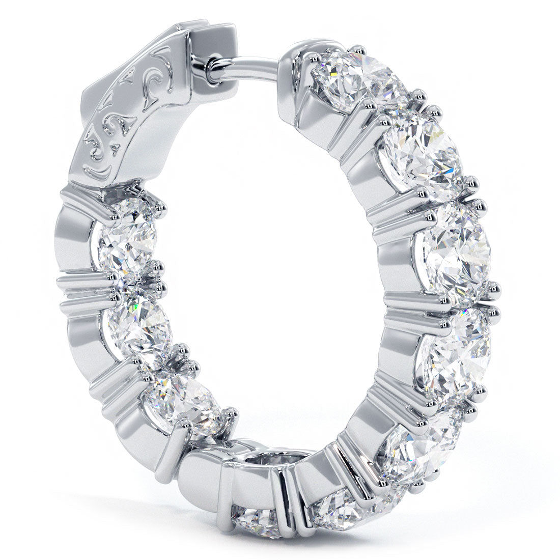 6.00ctw F-SI Ladies Huggie Hoop Earrings 14k White Gold