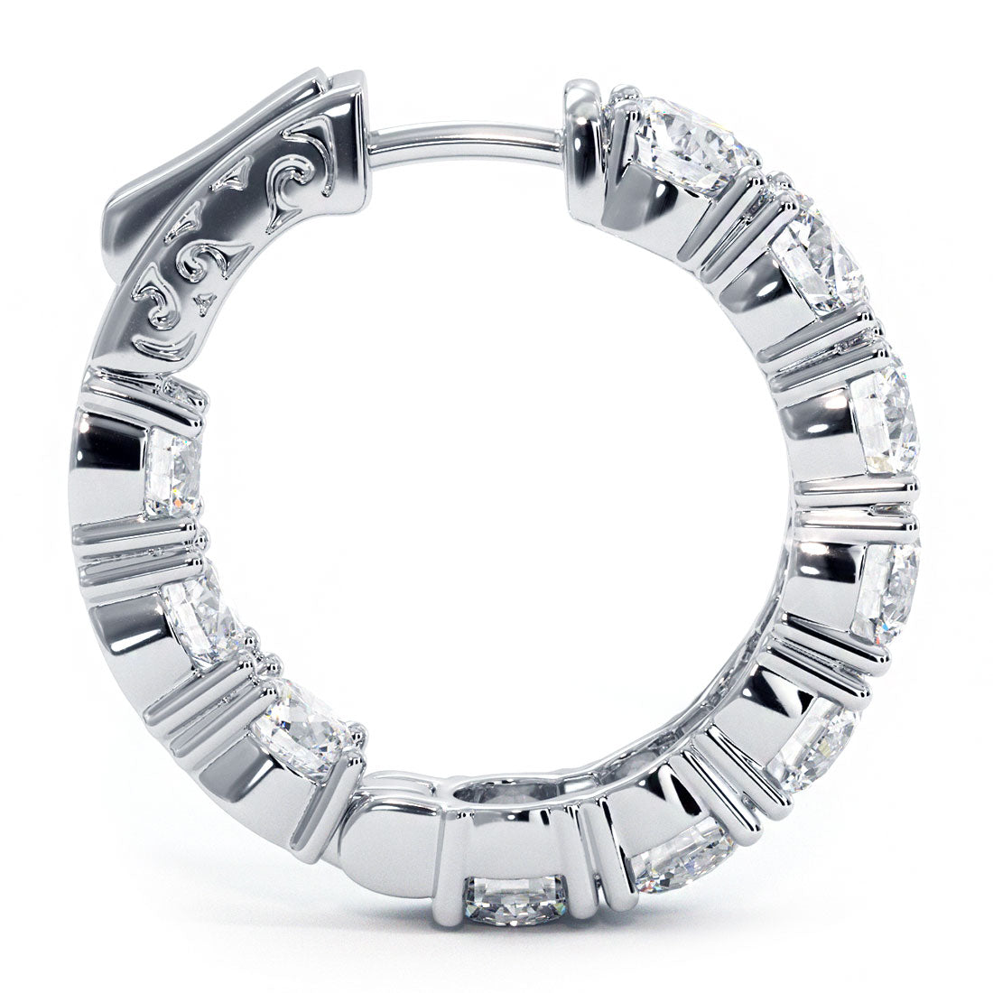 6.00ctw F-SI Ladies Huggie Hoop Earrings 14k White Gold
