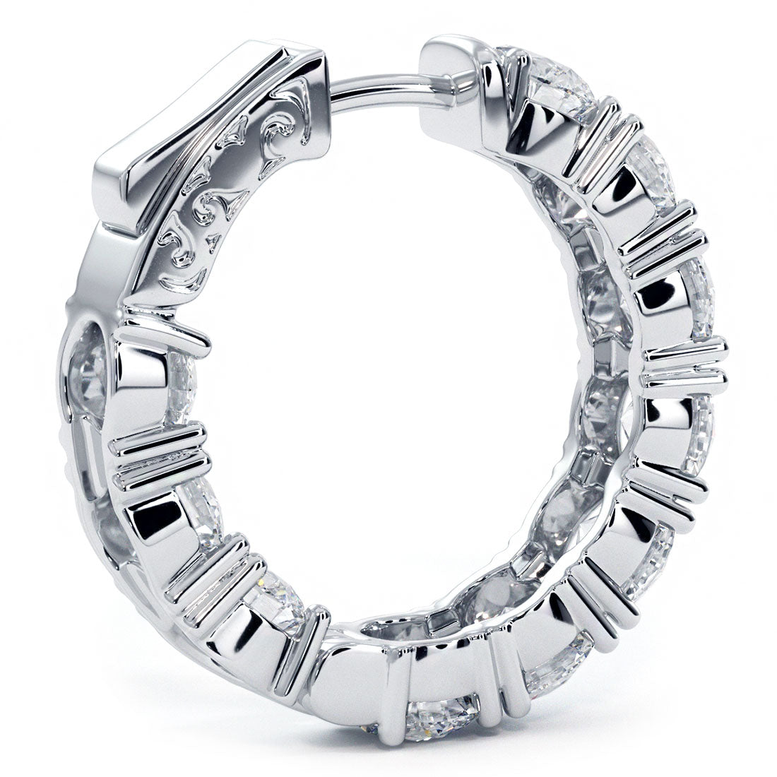 6.00ctw F-SI Ladies Huggie Hoop Earrings 14k White Gold