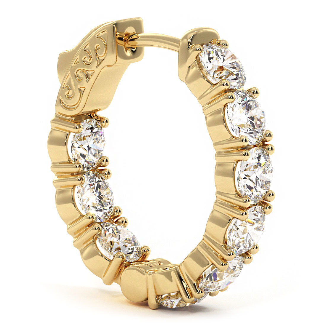 5.40ctw F-SI Ladies Huggie Hoop Earrings 14k Yellow Gold