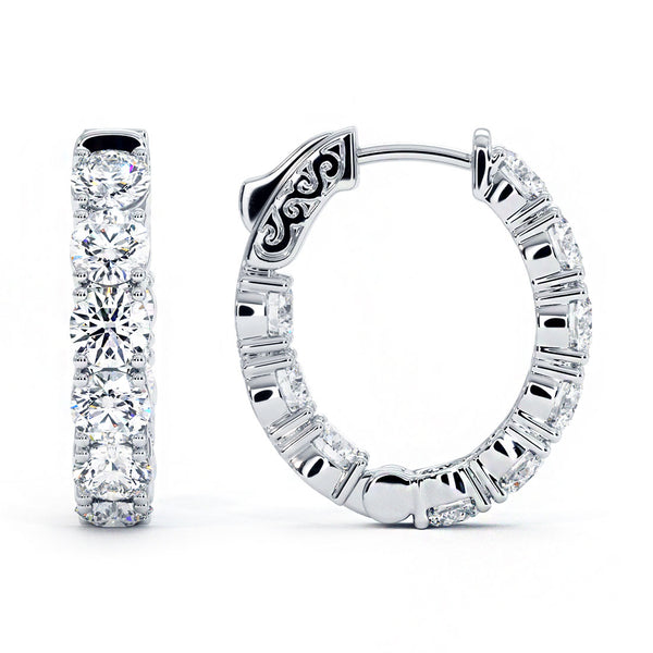 6.40ctw F-SI Ladies Huggie Hoop Earrings 14k White Gold