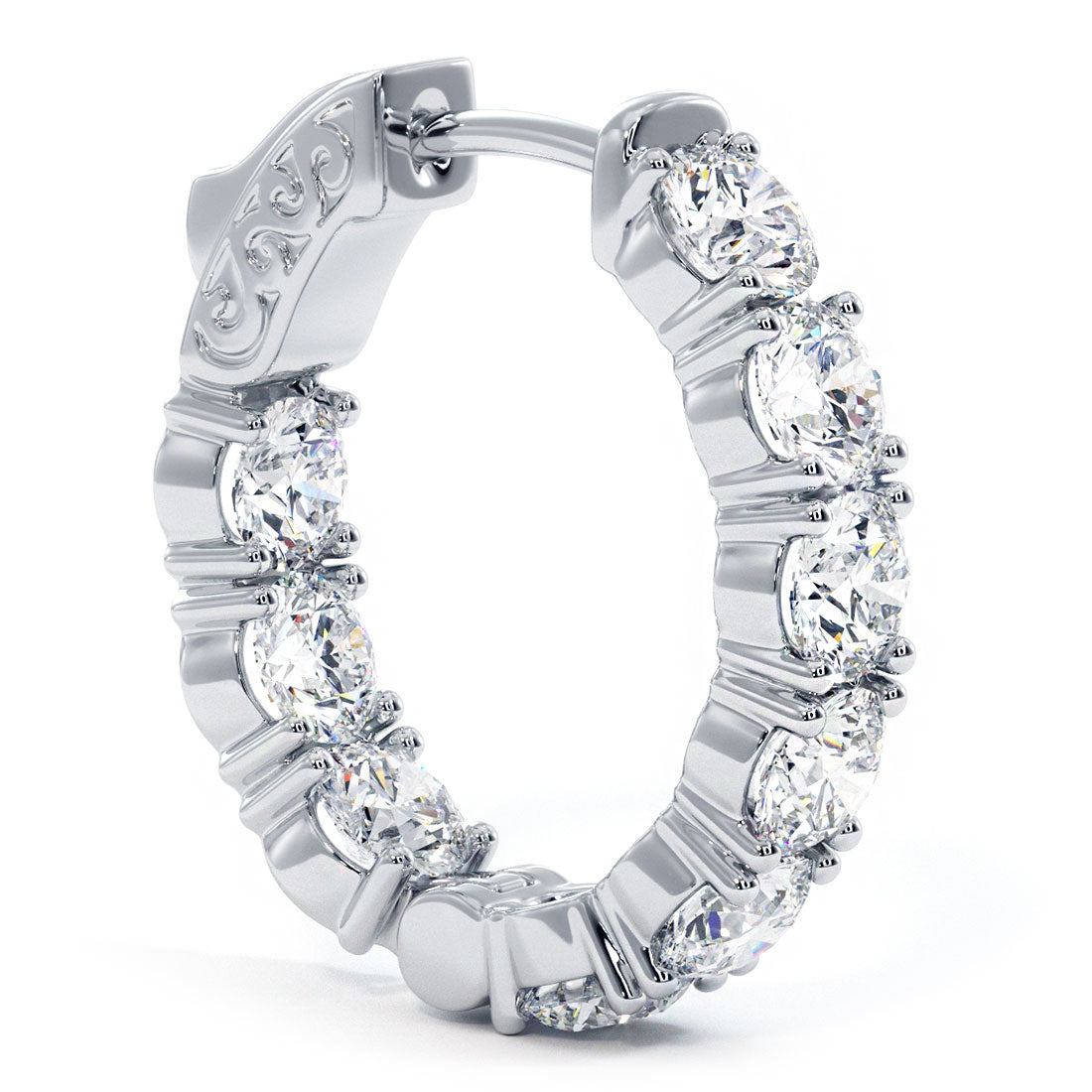 6.40ctw F-SI Ladies Huggie Hoop Earrings 14k White Gold
