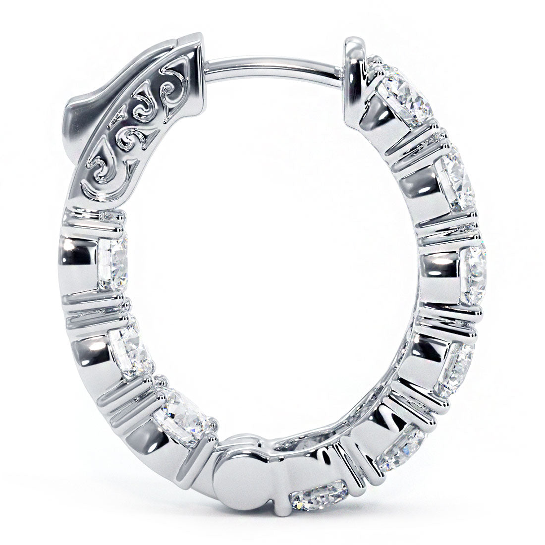 6.40ctw F-SI Ladies Huggie Hoop Earrings 14k White Gold