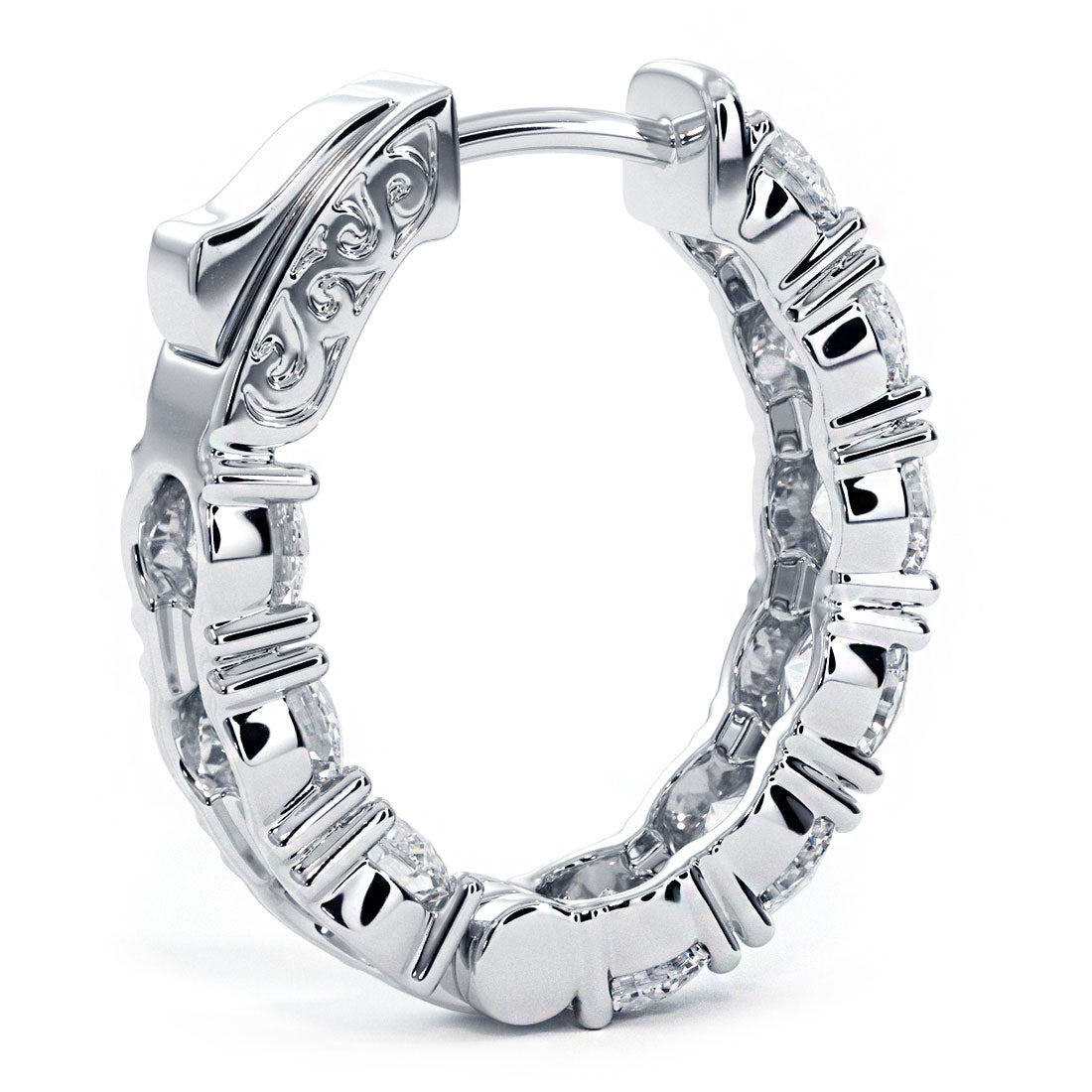 6.40ctw F-SI Ladies Huggie Hoop Earrings 14k White Gold