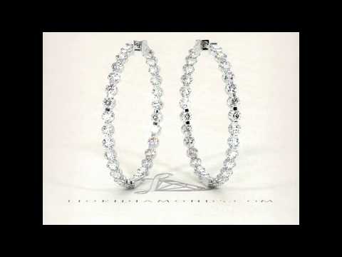 10.00 Carat F-VS-SI Large inside out Diamond hoop earrings 14k White Gold