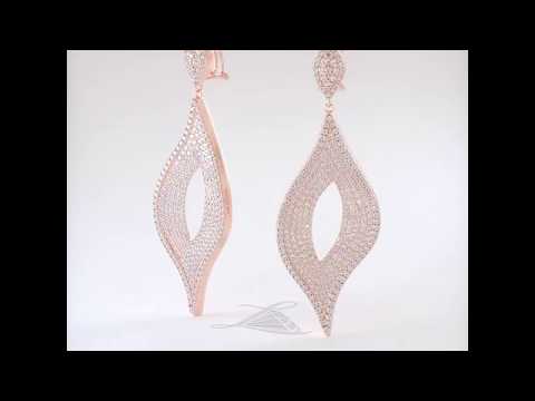 5.63 Carat F-VS Dangling Diamond Earrings set in 14k Rose Gold