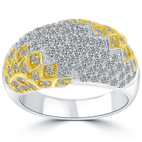 1.72 Carat F-SI2 Diamond Cocktail Fashion Ring 14k Yellow & White Gold
