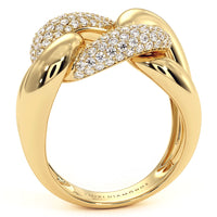 0.97 Carat F-VS Pave Cuban Link Diamond  Ring 14k Yellow Gold