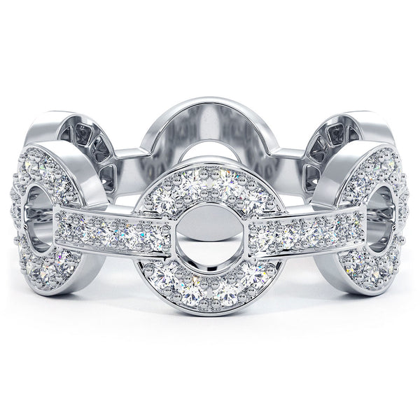 0.75ctw Diamond Pave Link Ring 14k White Gold