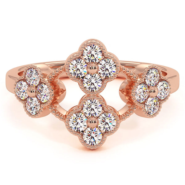 0.60ctw Diamond Cocktail - Right hand Ring 14k Rose Gold