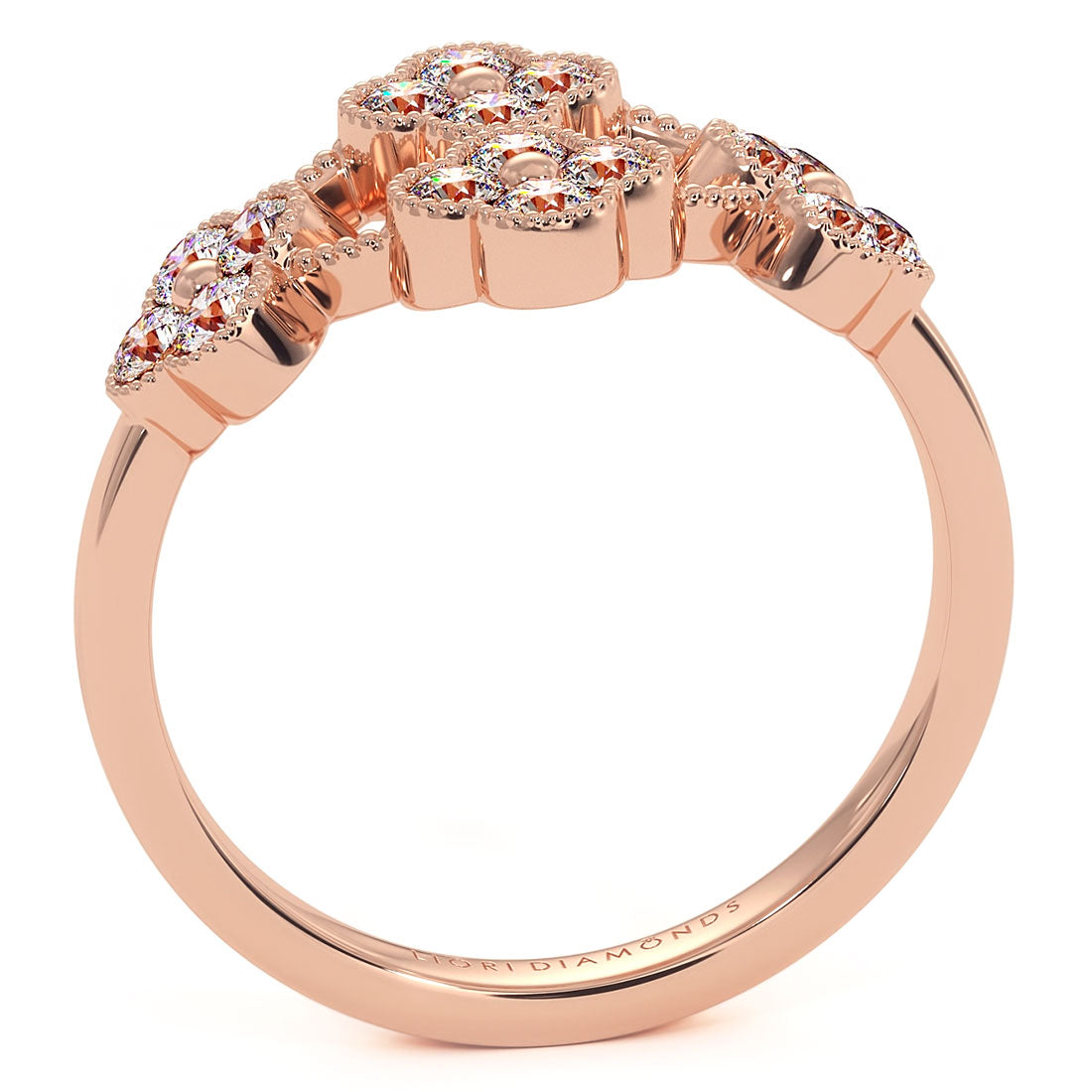 0.60ctw Diamond Cocktail - Right hand Ring 14k Rose Gold