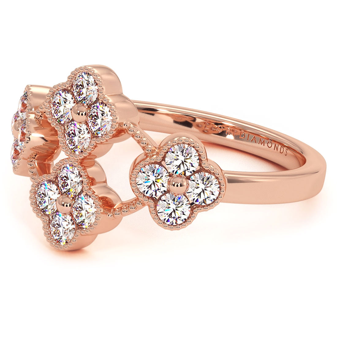 0.60ctw Diamond Cocktail - Right hand Ring 14k Rose Gold