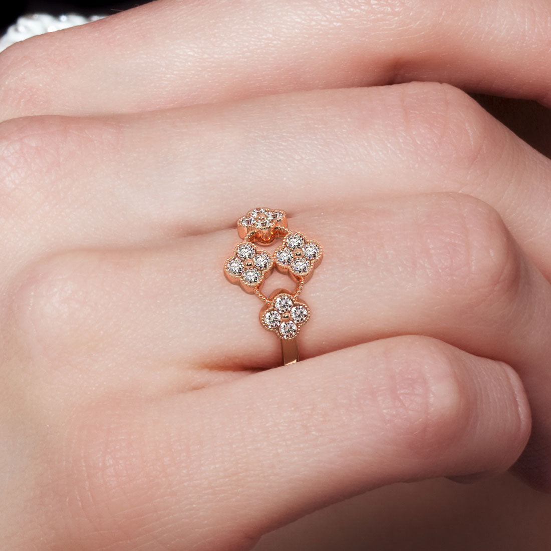 0.60ctw Diamond Cocktail - Right hand Ring 14k Rose Gold