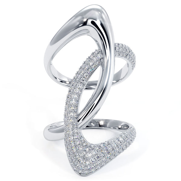 1.55ctw Diamond Cocktail Fashion Ring 14k White Gold