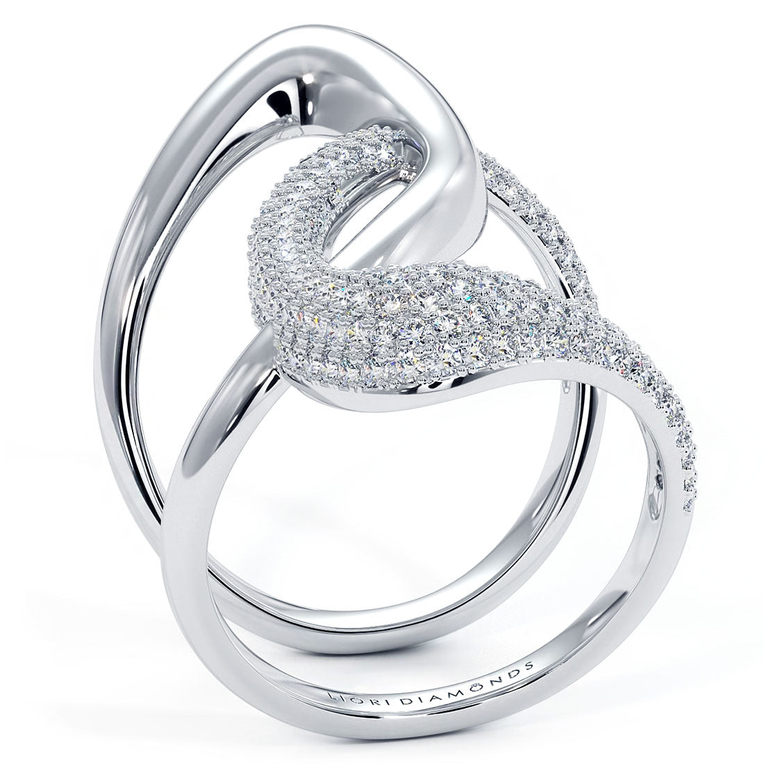 1.55ctw Diamond Cocktail Fashion Ring 14k White Gold