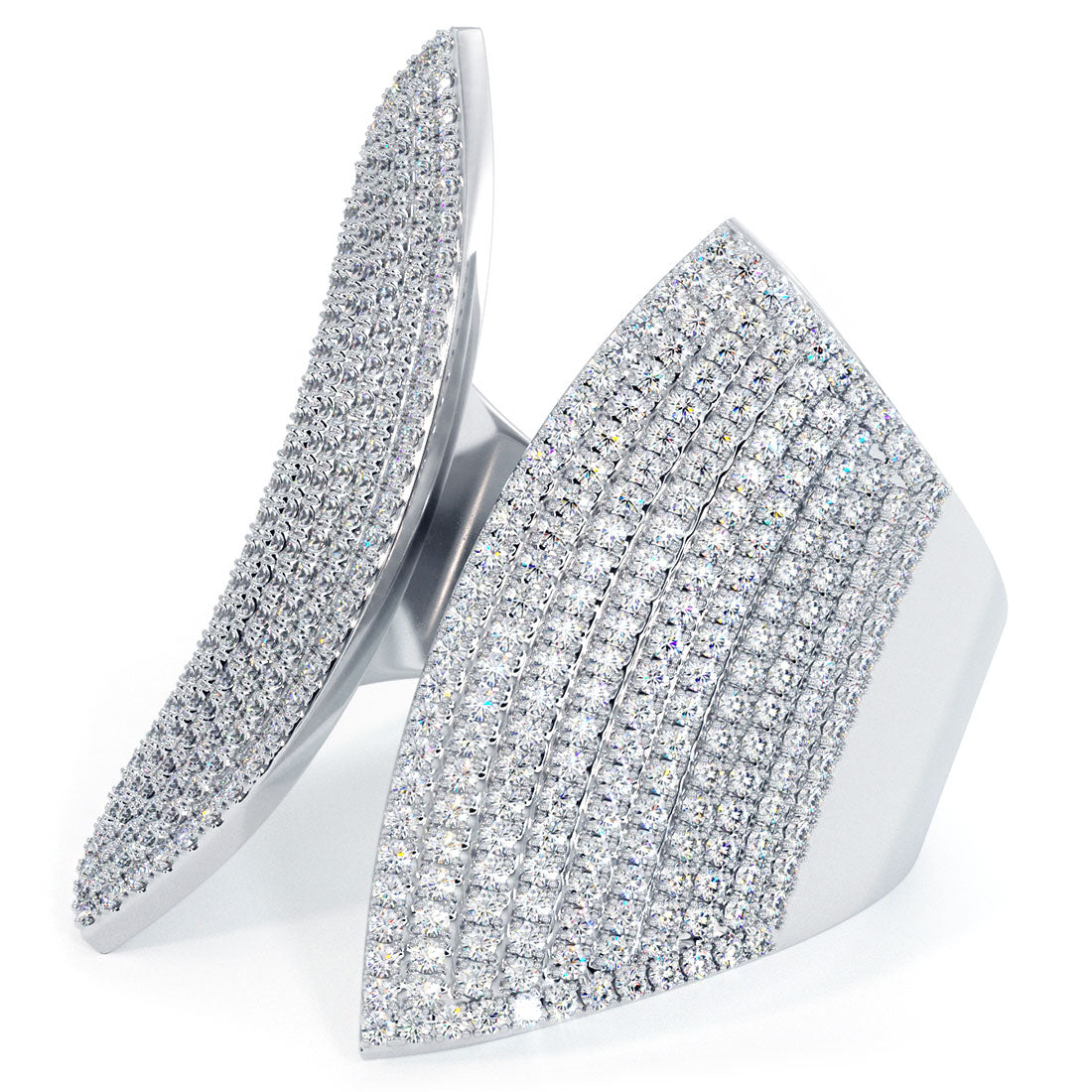 1.20 Carat F-SI Diamond Cocktail Fashion Ring 14k White Gold