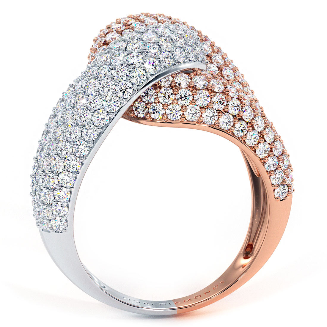3.47ctw Diamond Cocktail Fashion Ring 14k Rose & White Gold